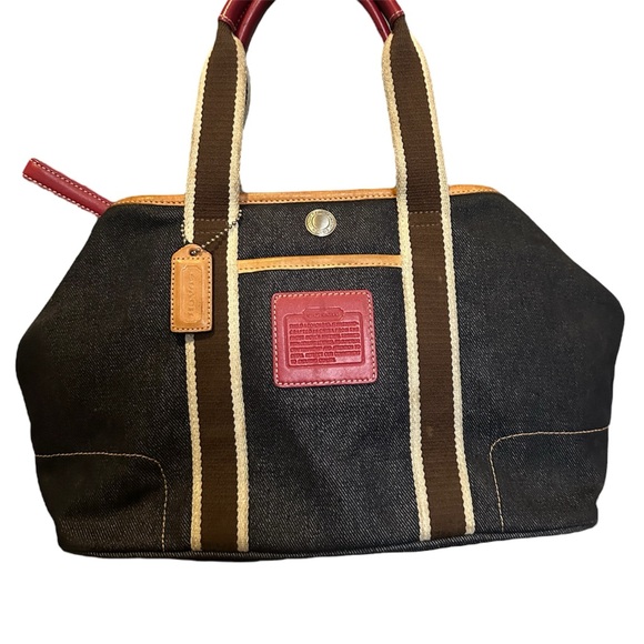 Coach Handbags - Coach EUC Vintage Denim and Leather Hampton Small Weekend Tote